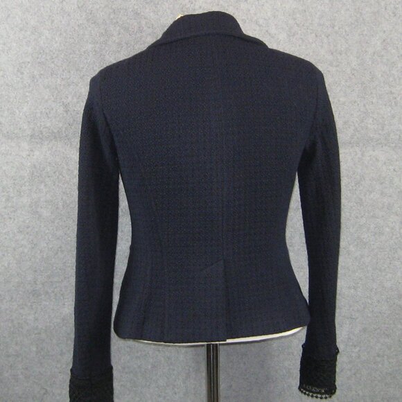 Nanette Lepore Blazer Jacket With Lace Cuffs Navy Size 4 - Picture 4 of 7